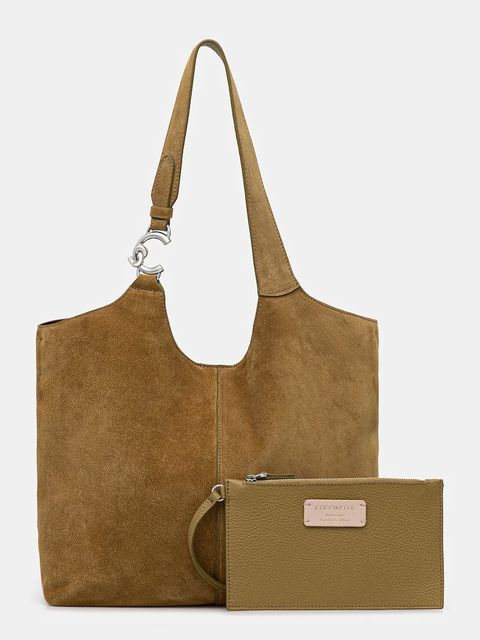 Coccinelle torebka zamszowa kolor zielony E1 THE 11 02 01 - zdjęcie produktu nr 1