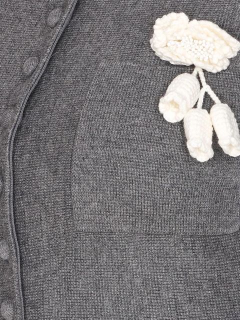 Self-Portrait crochet-flower collared dress - Grey