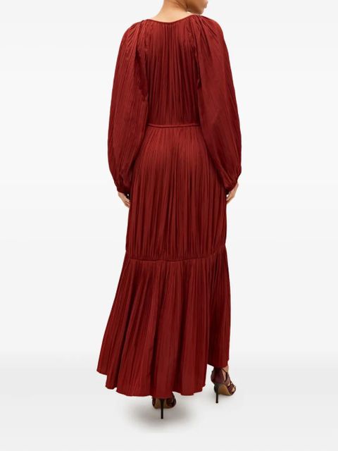 Marie Oliver Perrin pleated tie-neck maxi dress - Red