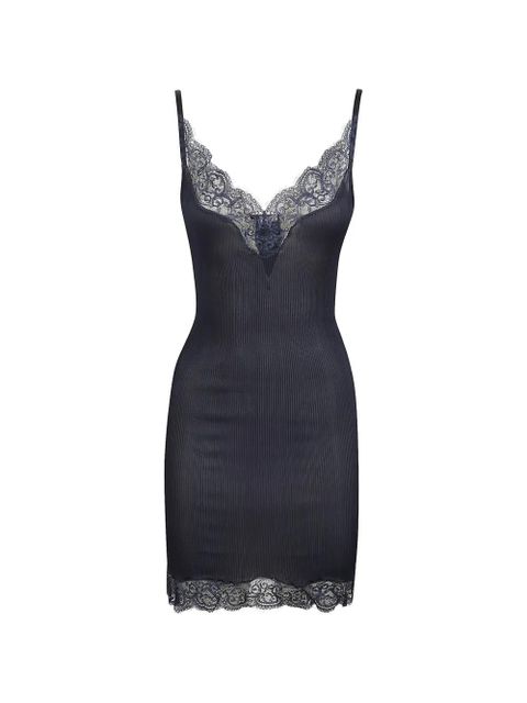 Saint Laurent scalloped lace V-neck dress - Blue - zdjęcie produktu nr 1
