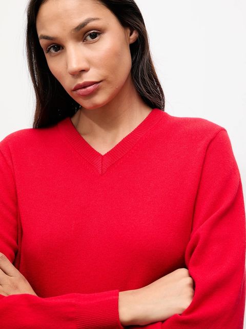 Answear.LAB sweter z wełny merino z szalem damski kolor czerwony lekki