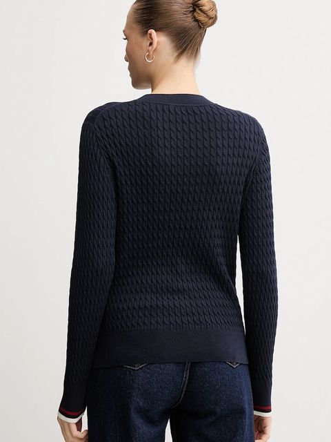 Tommy Hilfiger sweter bawełniany kolor granatowy lekki WW0WW44993