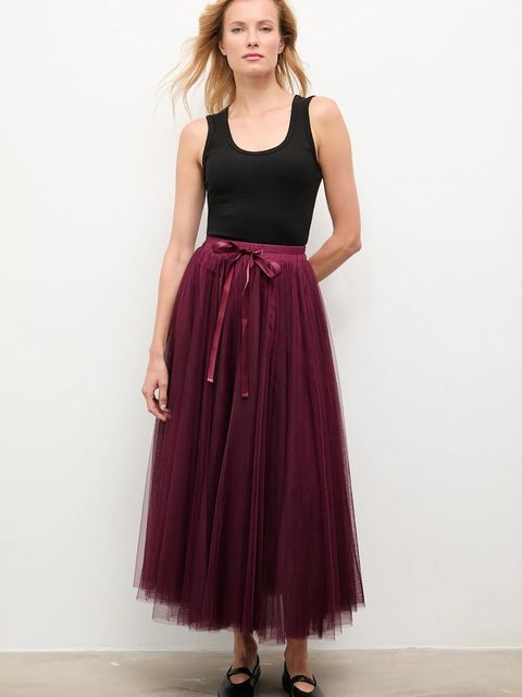 Answear.LAB spódnica kolor bordowy maxi rozkloszowana - zdjęcie produktu nr 1