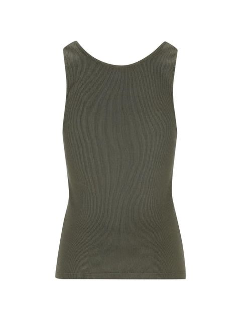 Saint Laurent Cassandre tank top in ribbed cotton jersey - Green - zdjęcie produktu nr 2