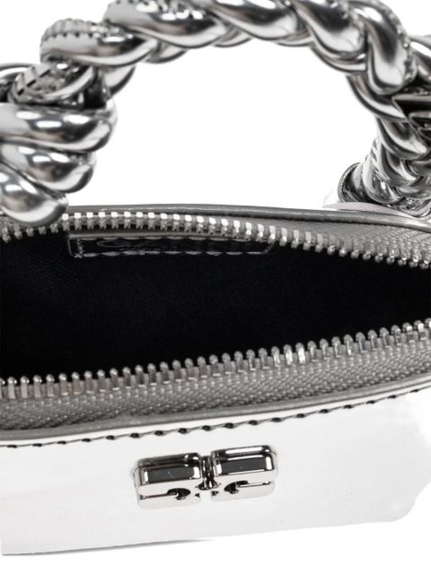 GANNI braided-handle metallic-effect pouch bag charm - Silver