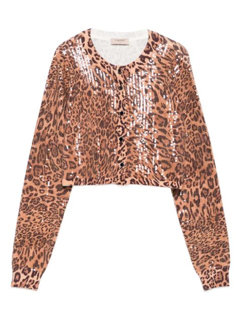 TWINSET leopard-print sequin cardigan - Brown - zdjęcie produktu nr 1
