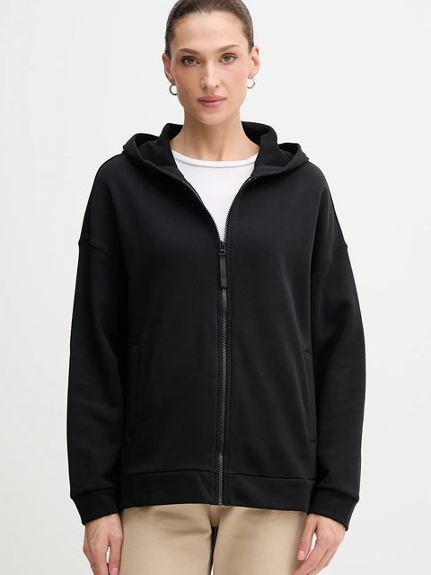 United Colors of Benetton bluza bawełniana damska kolor czarny z kapturem gładka 3UNID500R - zdjęcie produktu nr 1