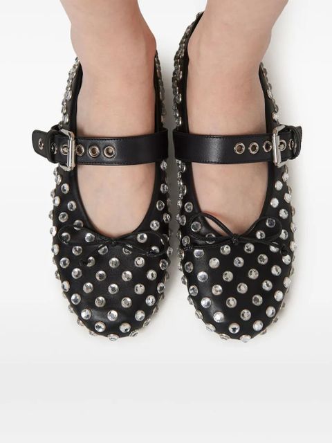 Miu Miu studded leather ballerina shoes - Black