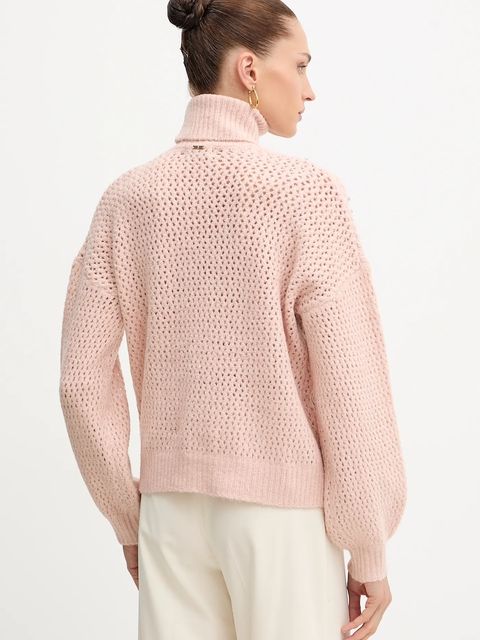 Fracomina sweter damski kolor różowy z golfem FS25WT7009K45701