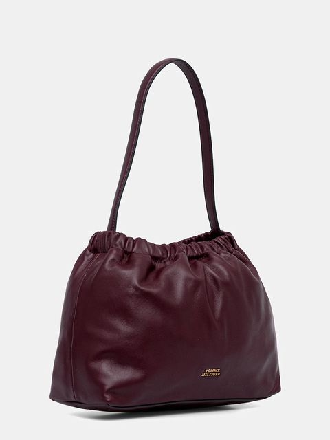 Tommy Hilfiger torebka skórzana kolor bordowy AW0AW18307 - zdjęcie produktu nr 1
