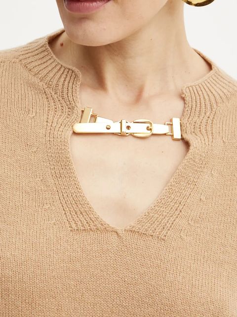 Simona Corsellini sweter wełniany damski kolor beżowy lekki A24CPMGG03