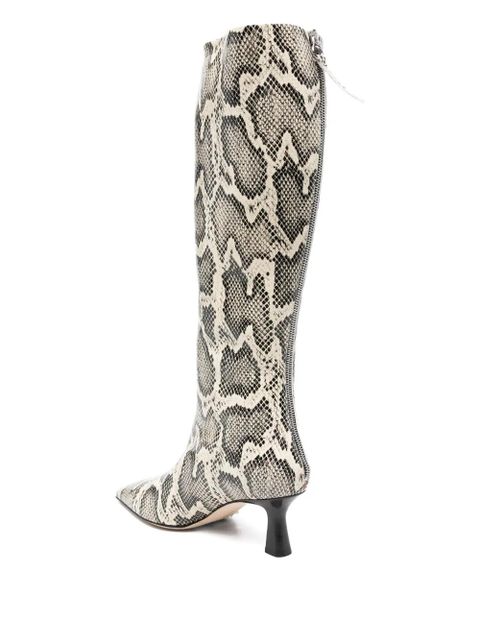 Aeyde 70mm Klea snake-print calf leather boots - Neutrals