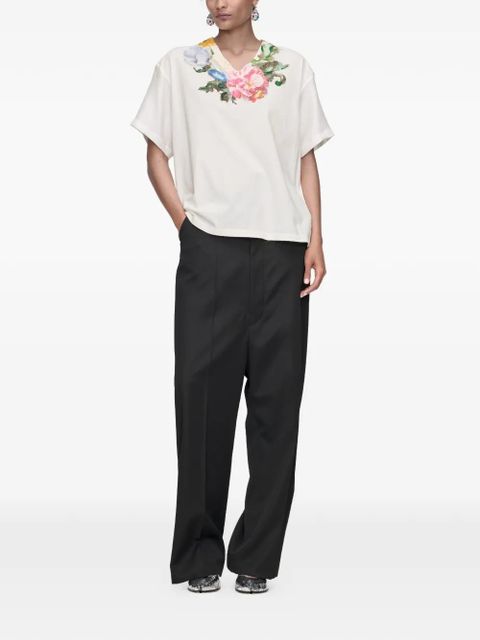 Maison Margiela floral V-neck T-shirt - White - zdjęcie produktu nr 2