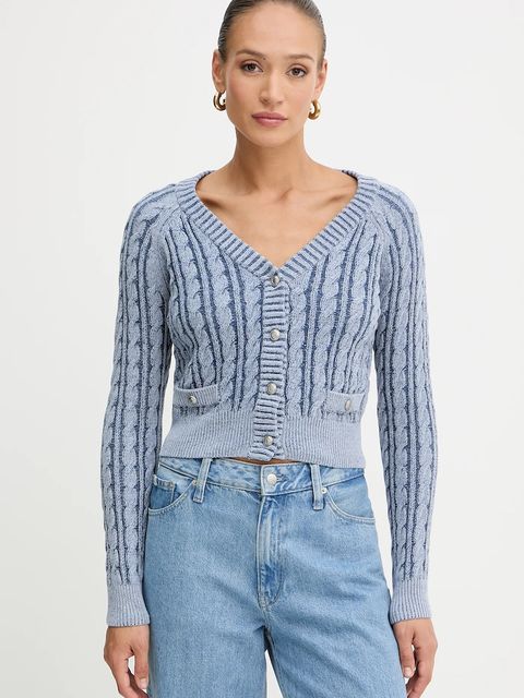 Guess kardigan bawełniany GISELLE damski kolor niebieski W5YR15 Z3OU0 - zdjęcie produktu nr 1