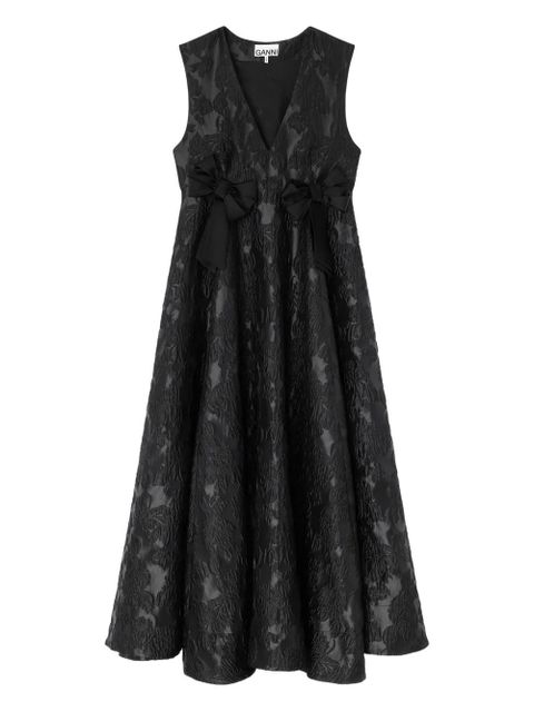 GANNI floral bow midi dress - Black - zdjęcie produktu nr 1