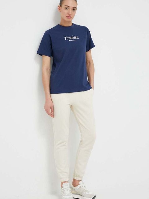 New Balance t-shirt bawełniany kolor granatowy