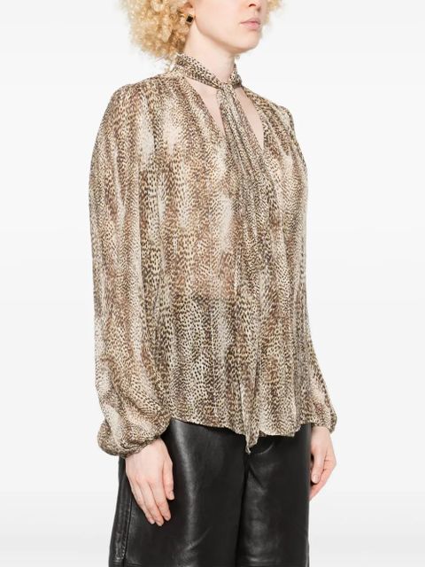 TWINSET animal-print tie-neck blouse - Brown