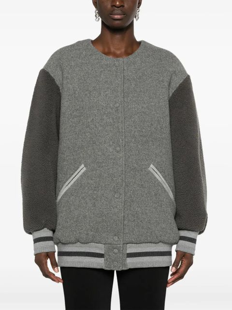 Givenchy logo-appliqué wool bomber jacket - Grey