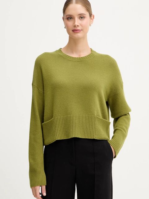 United Colors of Benetton sweter z dodatkiem wełny damski kolor zielony lekki 126WD10E4 - zdjęcie produktu nr 1