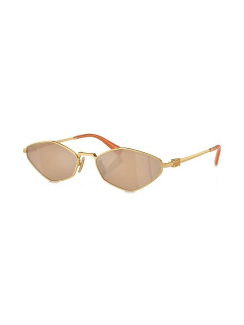 Miu Miu Eyewear logo-lettering geometric-frame sunglasses - Gold - zdjęcie produktu nr 2