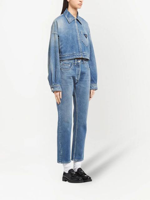Prada cropped organic-denim jacket - Blue