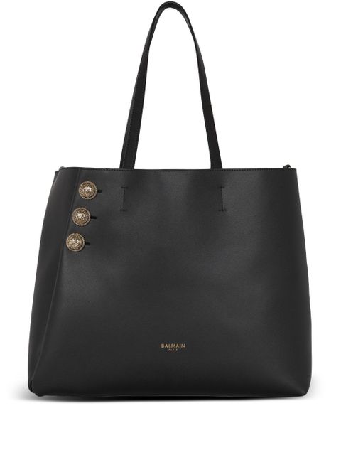 Balmain Emblème leather tote bag - Black