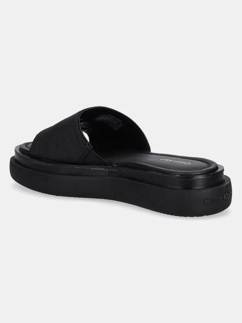 Calvin Klein klapki FLATFORM SLIDE - JACQ damskie kolor czarny na platformie HW0HW02461 - zdjęcie produktu nr 2