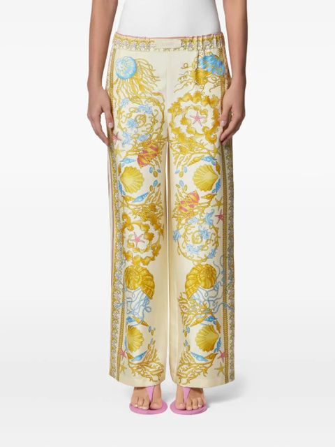 Versace Underwater Barocco silk trousers - Neutrals