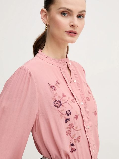 Hoss Intropia koszula damska kolor różowy regular ze stójką 6289134