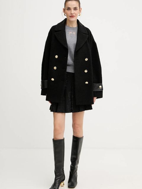 Pinko płaszcz z domieszką wełny kolor czarny 105559 A2SH