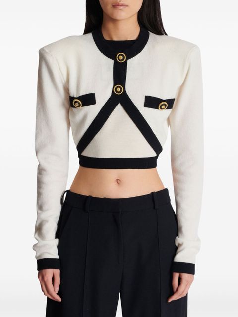 Balmain cropped knit cardigan - White