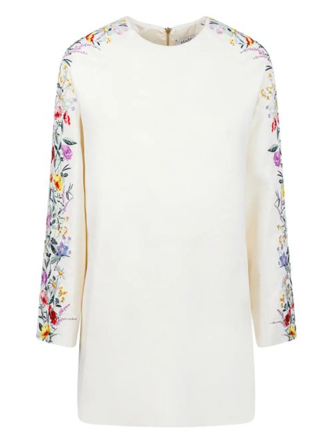 Max Mara Leva floral-embroidery raglan-sleeve mini dress - White
