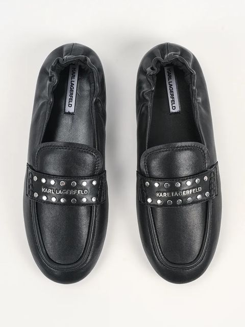 Karl Lagerfeld mokasyny skórzane MARLEE damskie kolor czarny na płaskim obcasie KL41311