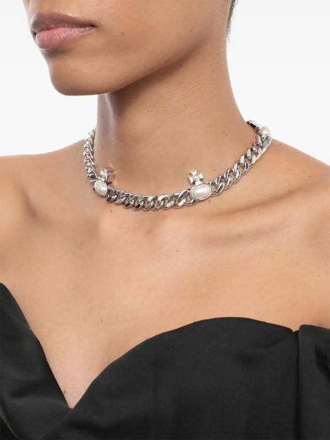 Vivienne Westwood pearl curb chain necklace - Silver