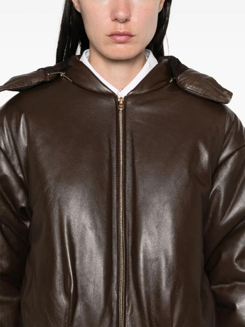 SANDRO leather puffer jacket - Brown