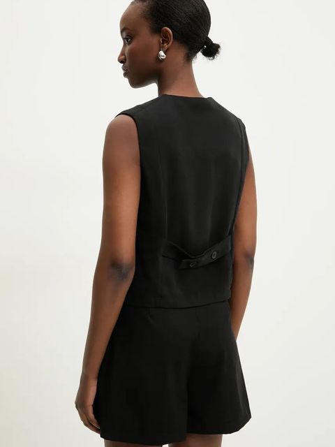 Answear.LAB kamizelka kolor czarny jednorzędowa