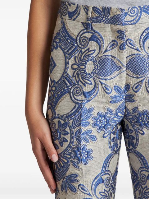 ETRO paisley-jacquard cigarette trousers - Blue