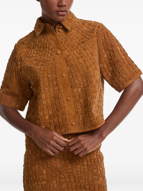 Yves Salomon suede short-sleeve shirt - Brown