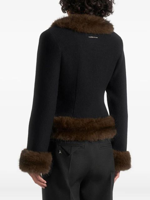 Manière De Voir Lina faux fur-trim jacket - Black - zdjęcie produktu nr 2