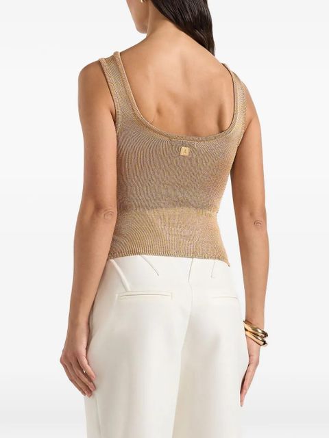 Manière De Voir Pippa pointelle knot button tank top - Gold