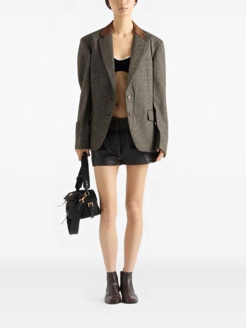 Prada suede-panel chevron wool jacket - Brown - zdjęcie produktu nr 2