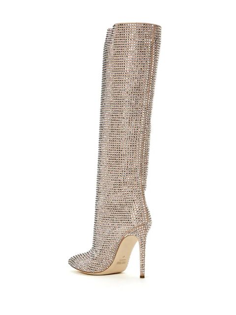 Paris Texas Holly 115mm crystal-embellished knee-high boots - Neutrals