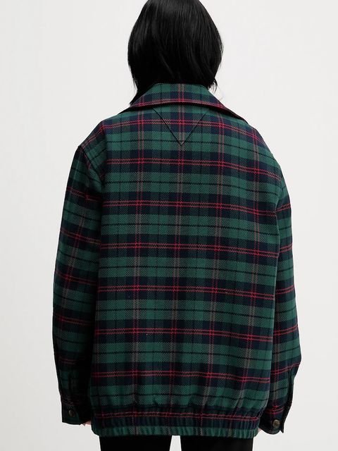 Tommy Jeans kurtka kolor zielony przejściowa oversize DN0DN00097