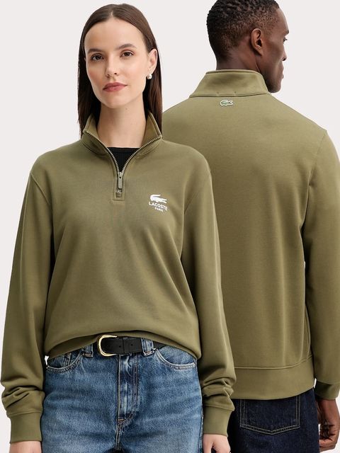 Lacoste bluza bawełniana kolor zielony z nadrukiem SH2735