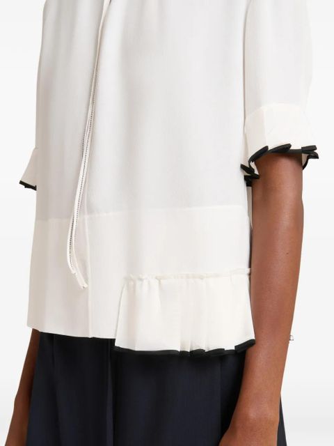 Marni drawstring pleated-neck blouse - White