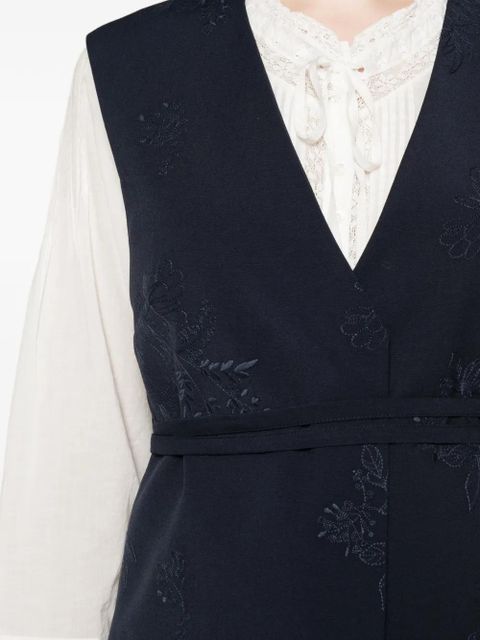 TWINSET embroidered-floral waistcoat - Blue