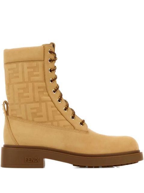 FENDI embossed-logo combat boots - Neutrals - zdjęcie produktu nr 1