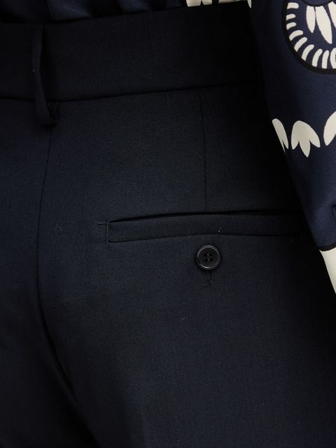 Weekend Max Mara spodnie wełniane VISIVO damskie kolor granatowy proste high waist 2615131041600 - zdjęcie produktu nr 2