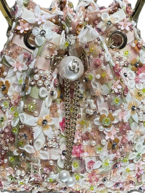 Jimmy Choo Bon Bon floral embellished tote bag - Neutrals