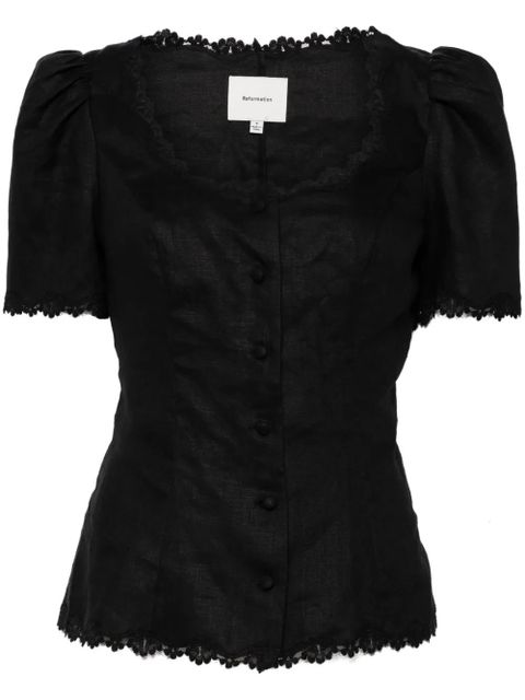 Reformation Anabella linen top - Black - zdjęcie produktu nr 1